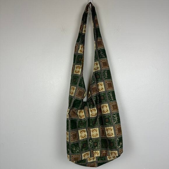 Womens Bohemian Tribal Button Closure Ethnic Green/Gold Shoulder Crossbody Bag - Picture 2 of 7